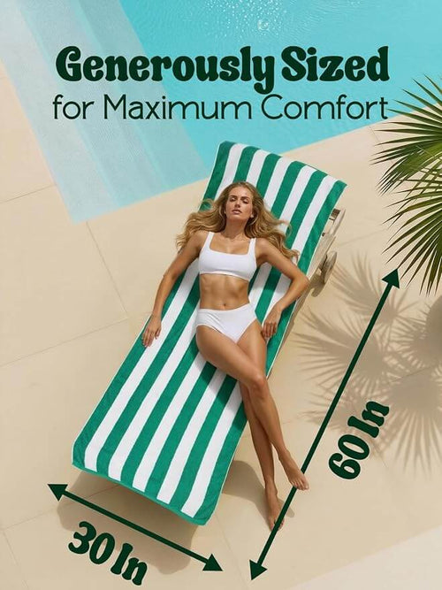 Large 30 x 60 inch cotton beach towel with generous size for adults, pools, beaches, and outdoor relaxation
