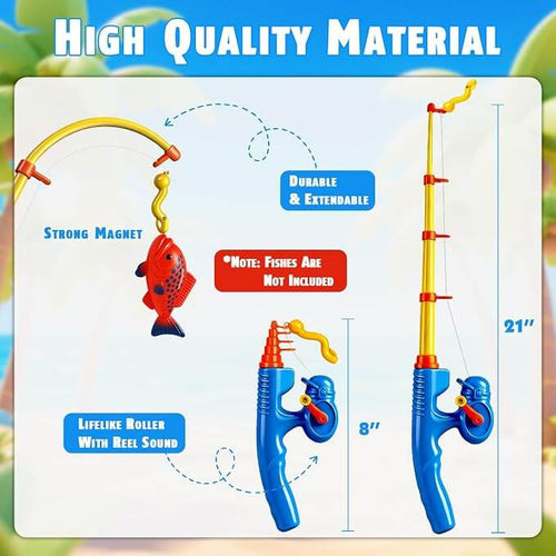 High quality kids fishing toy set featuring durable fishing poles and colorful ocean animal toys