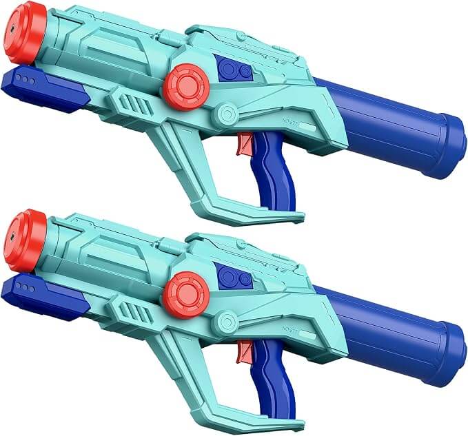Two pack super soaker water guns with colorful design for kids outdoor summer water battles and pool fun